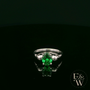 9ct White Gold Skull Shoulder Emerald CZ Solitaire Ring