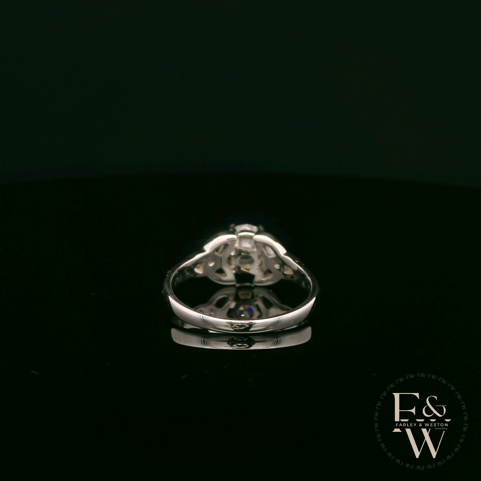 Celtic Patterned 9ct White Gold White CZ Single Stone Ring