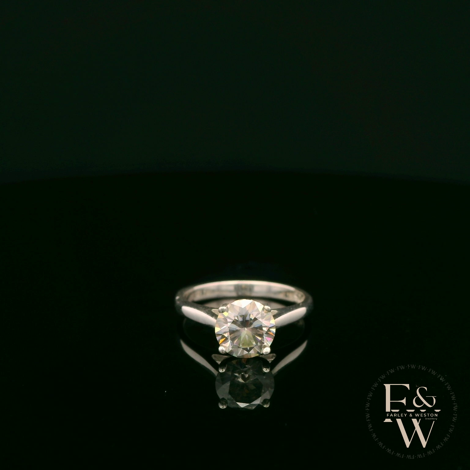 Solitaire Grey Moissanite & Silver Engagement Ring