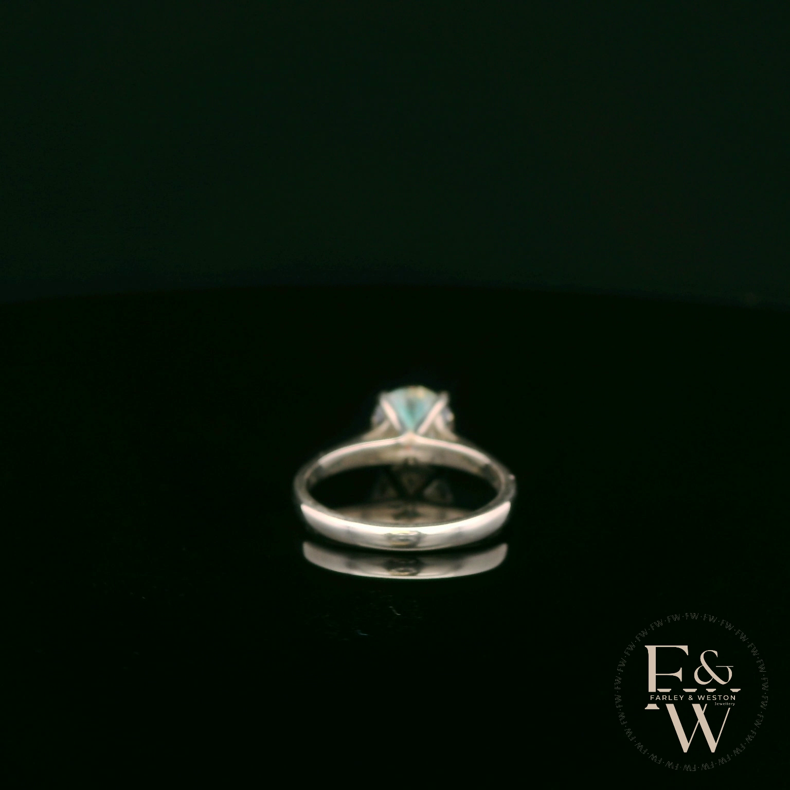 Solitaire Grey Moissanite & Silver Engagement Ring