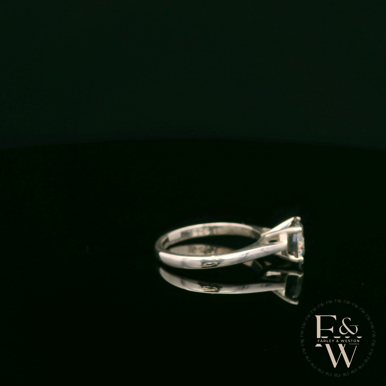 Solitaire Grey Moissanite & Silver Engagement Ring
