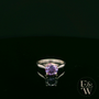 Solitaire Violet Moissanite & Silver Engagement Ring