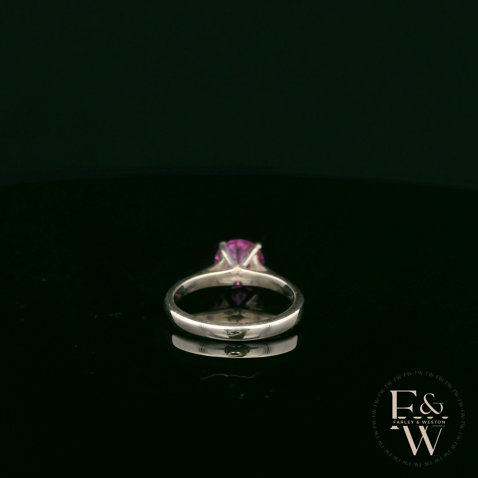 Solitaire Violet Moissanite & Silver Engagement Ring