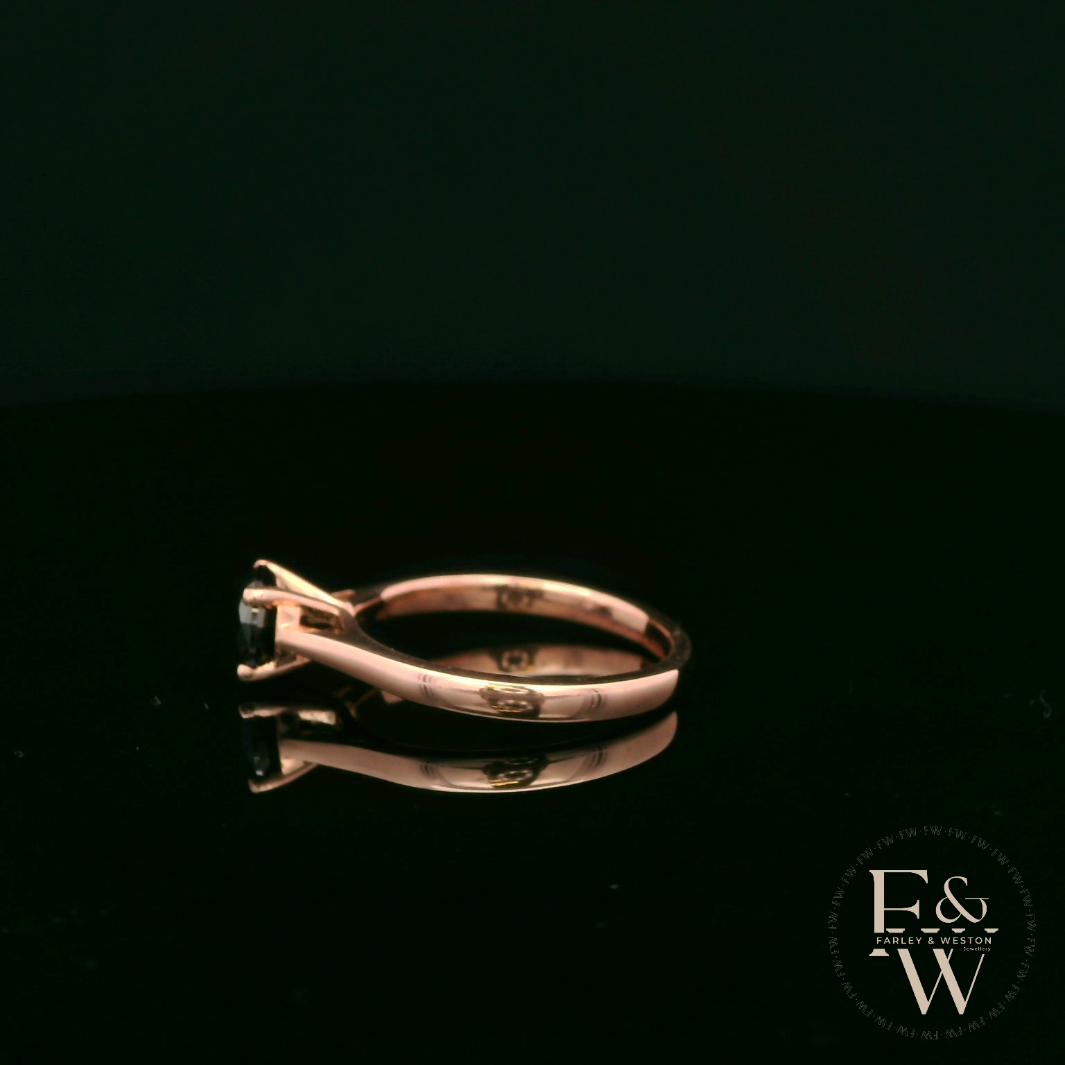 9ct Rose Gold Black CZ Solitaire Ring