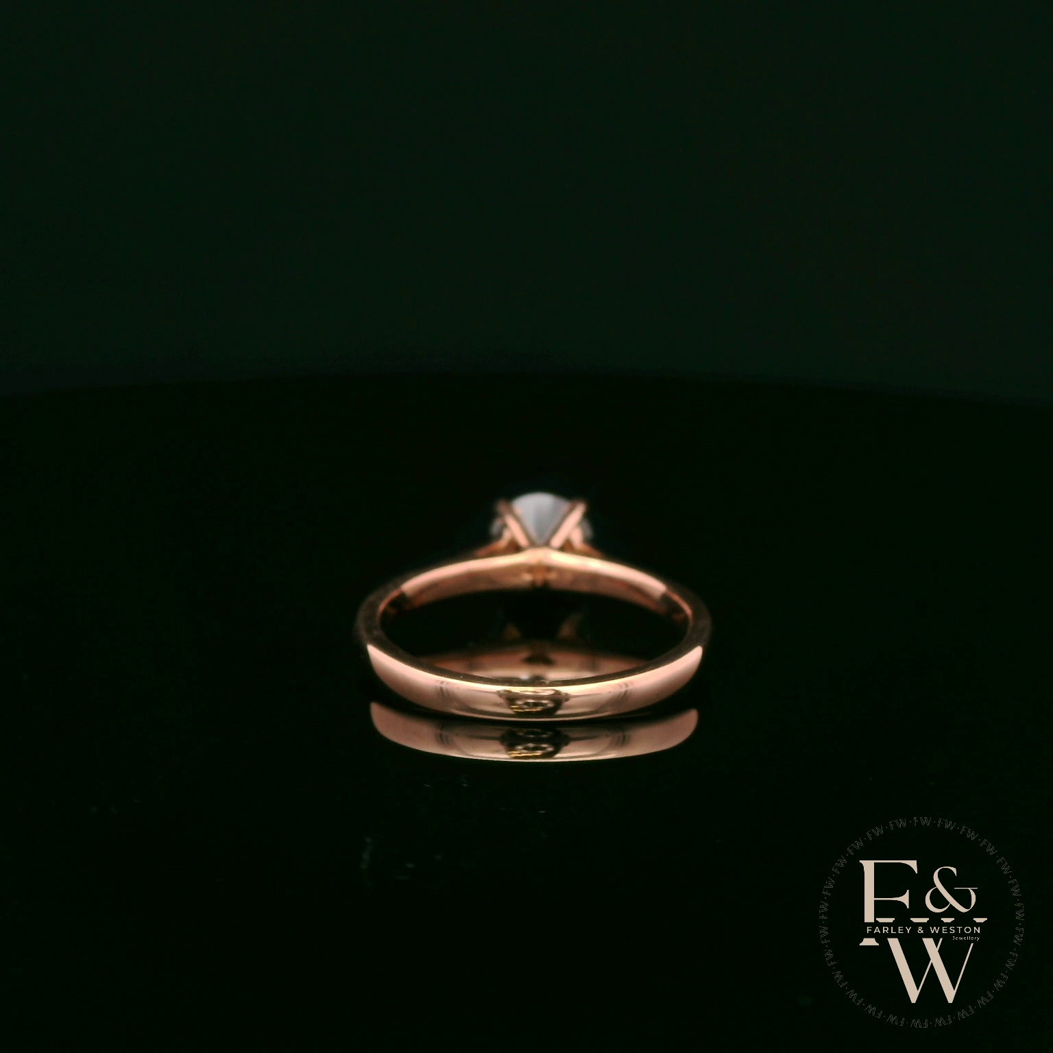 9ct Rose Gold Black CZ Solitaire Ring