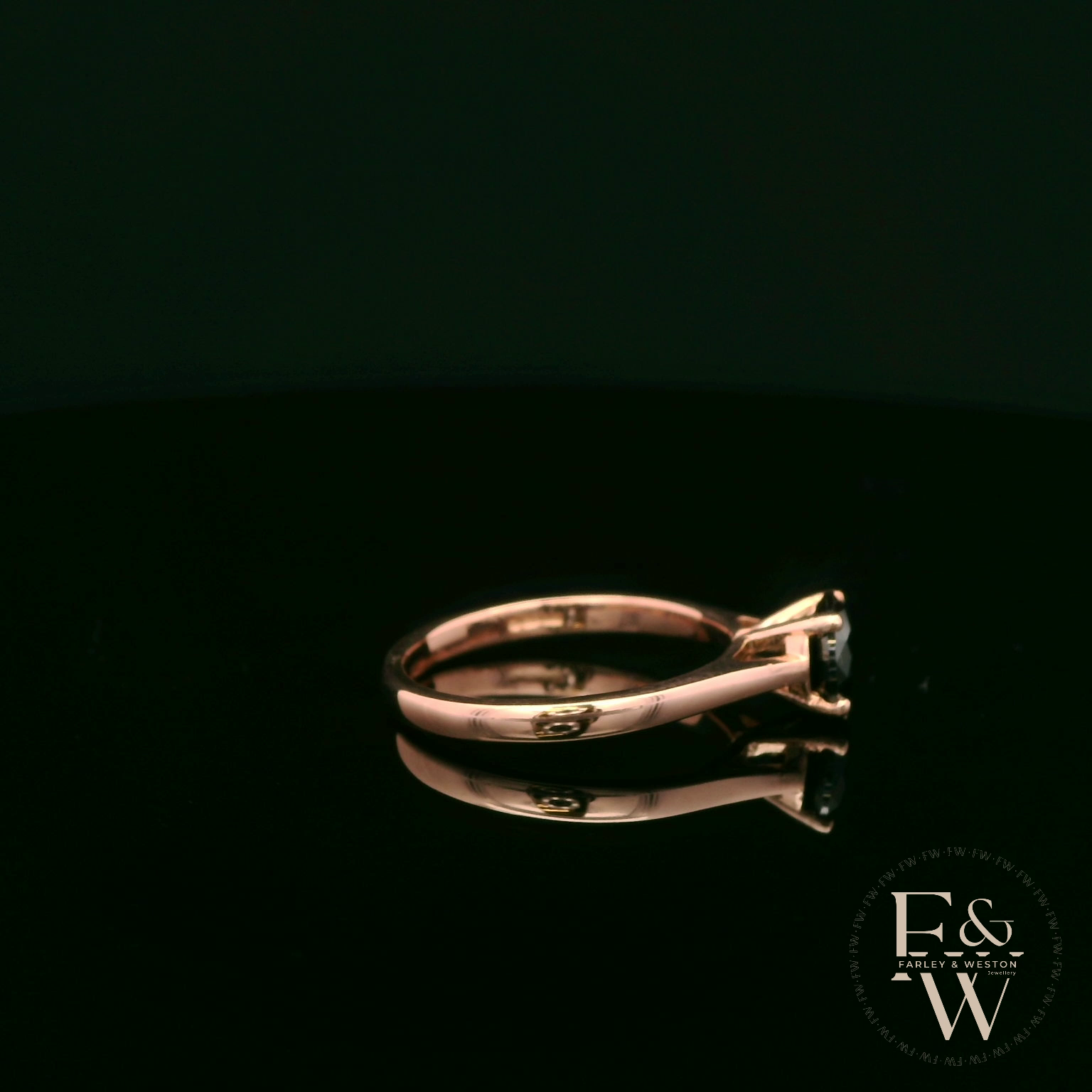 9ct Rose Gold Black CZ Solitaire Ring
