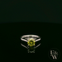 9ct White Gold Peridot CZ Solitaire Ring