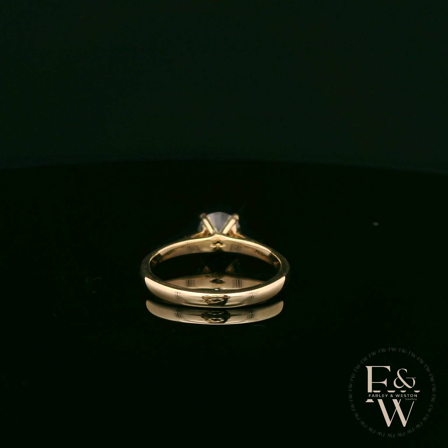 9ct Yellow Gold Black CZ Solitaire Ring