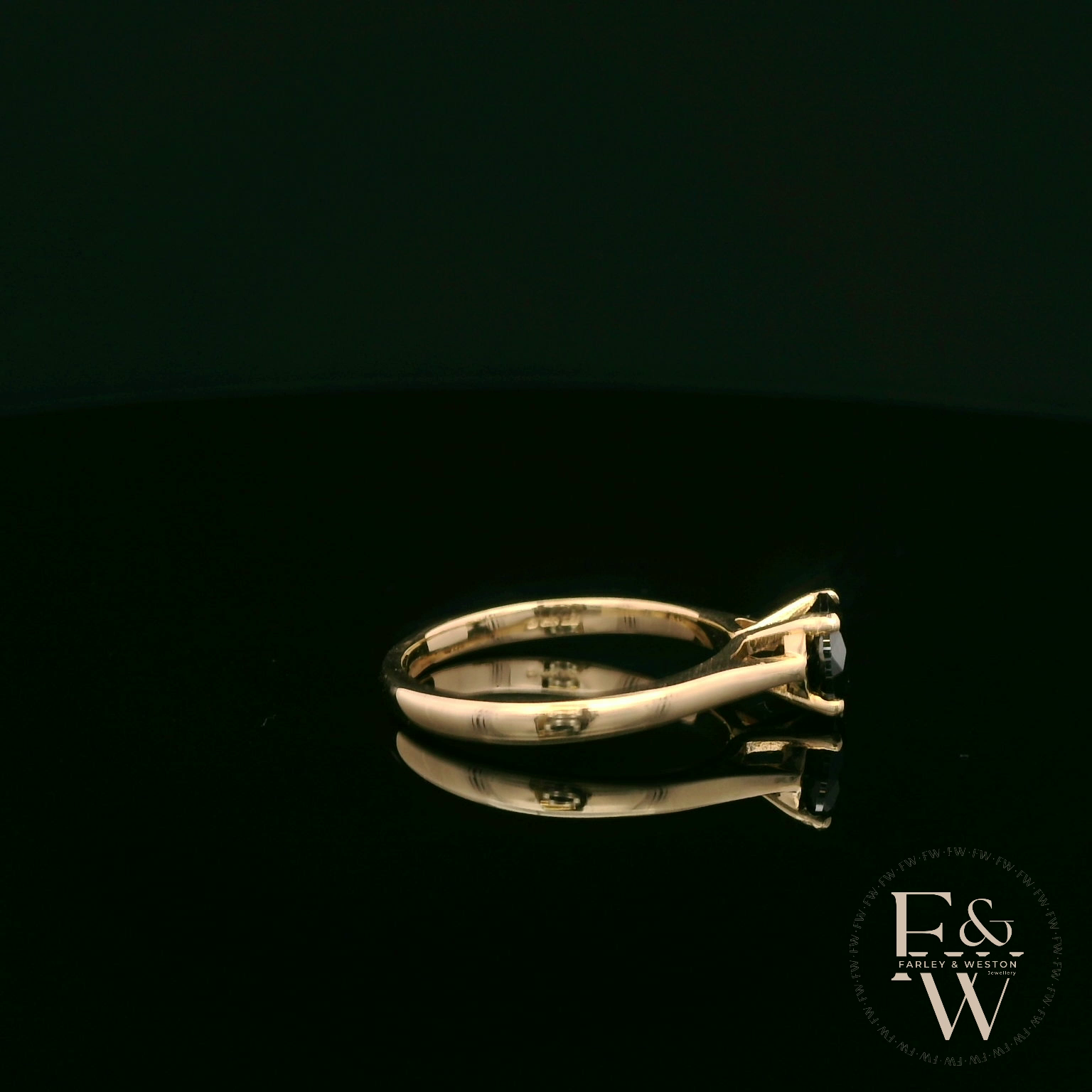 9ct Yellow Gold Black CZ Solitaire Ring