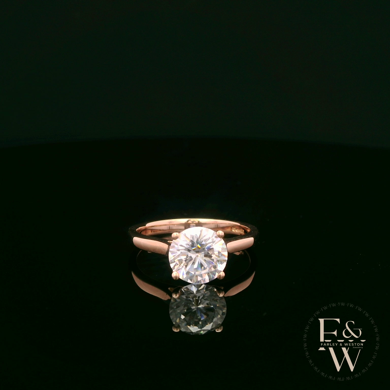 9ct Rose Gold 2ct White CZ Single Stone Ring