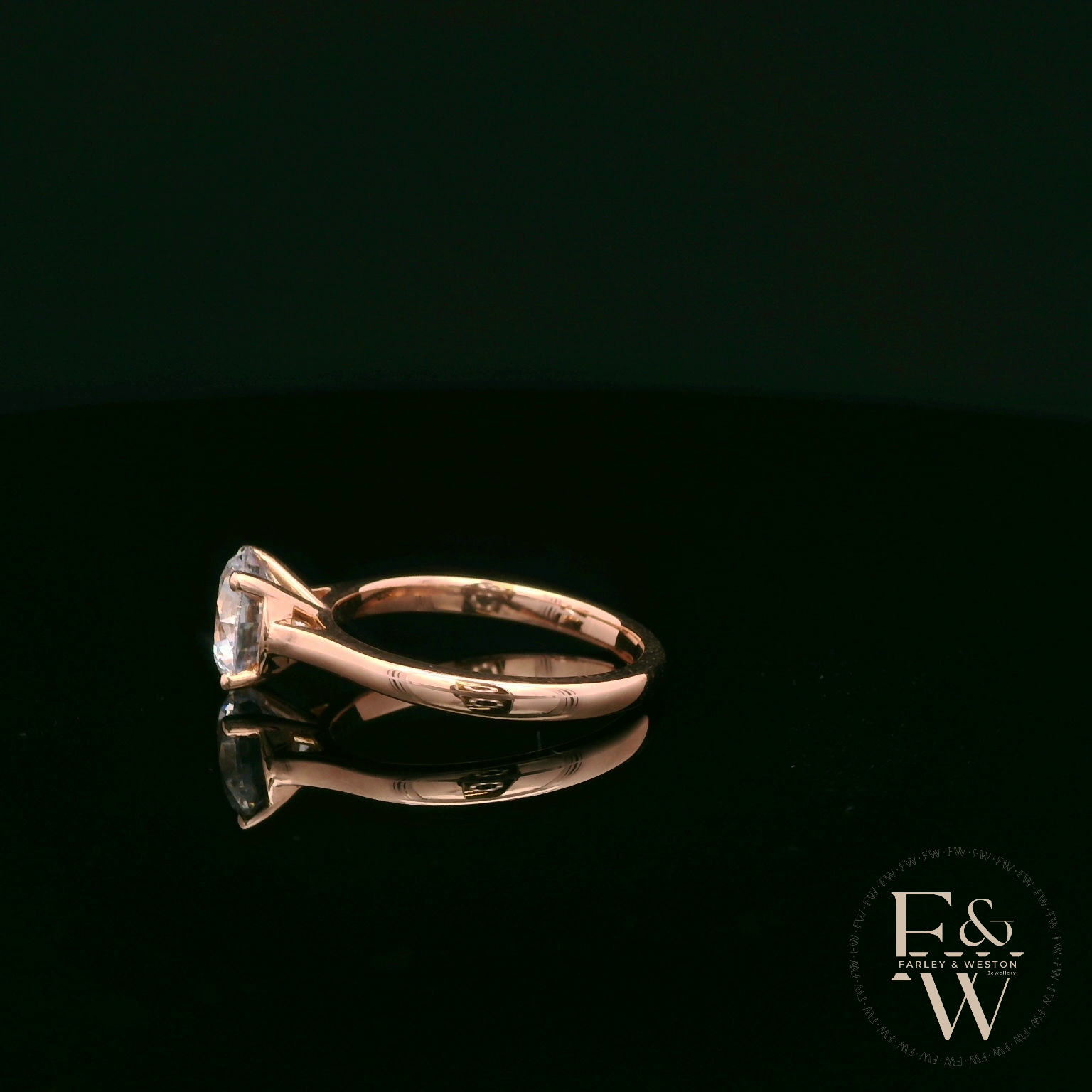 9ct Rose Gold 2ct White CZ Single Stone Ring