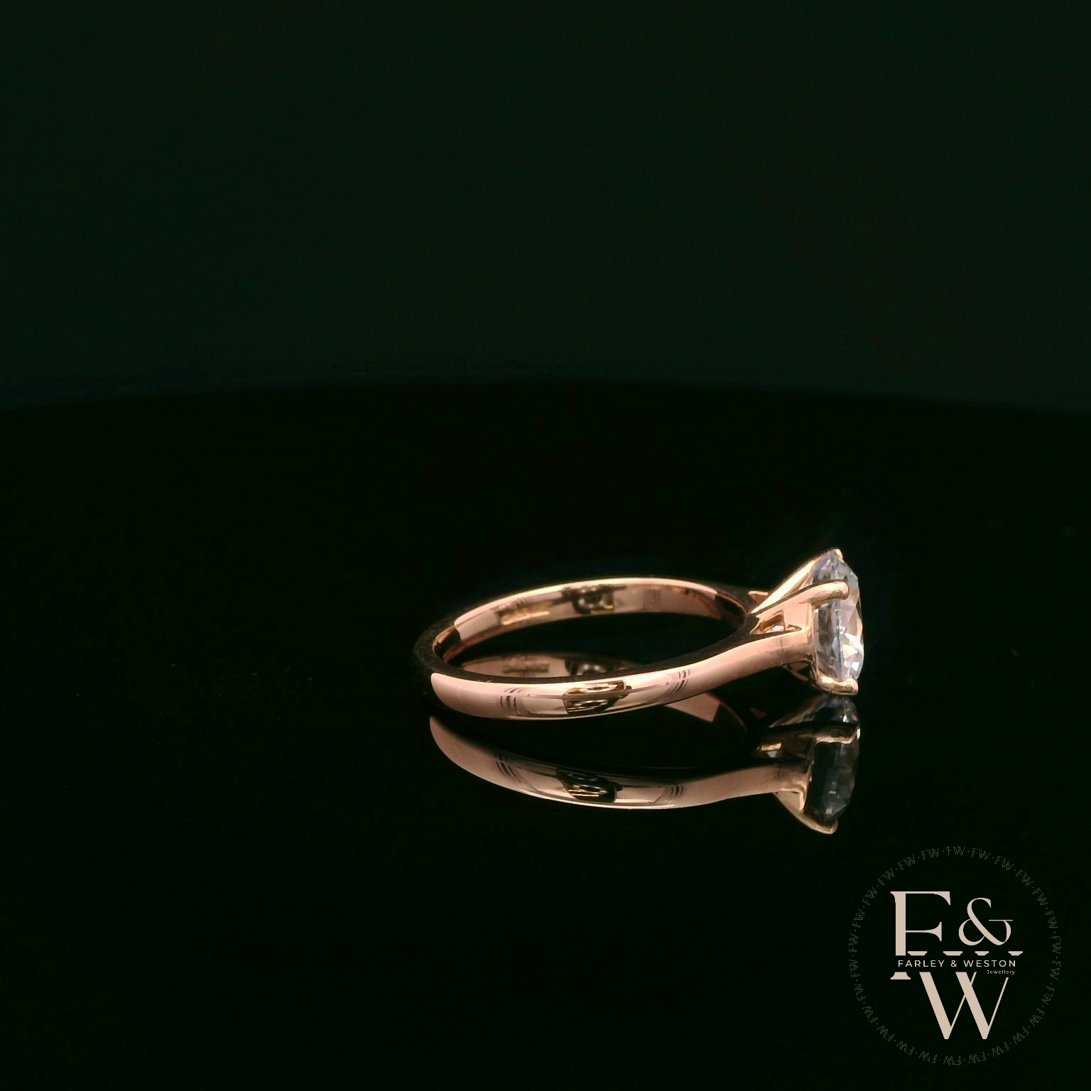 9ct Rose Gold 2ct White CZ Single Stone Ring