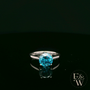 9ct White Gold 2ct Blue Topaz CZ Single Stone Ring