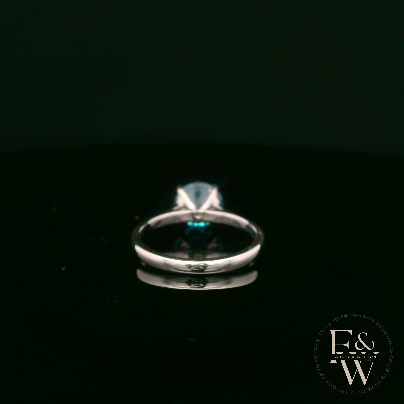 9ct White Gold 2ct Blue Topaz CZ Single Stone Ring