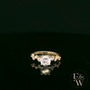 9ct Yellow Gold Solitaire White Moissanite with Fancy Stone Set Shoulders