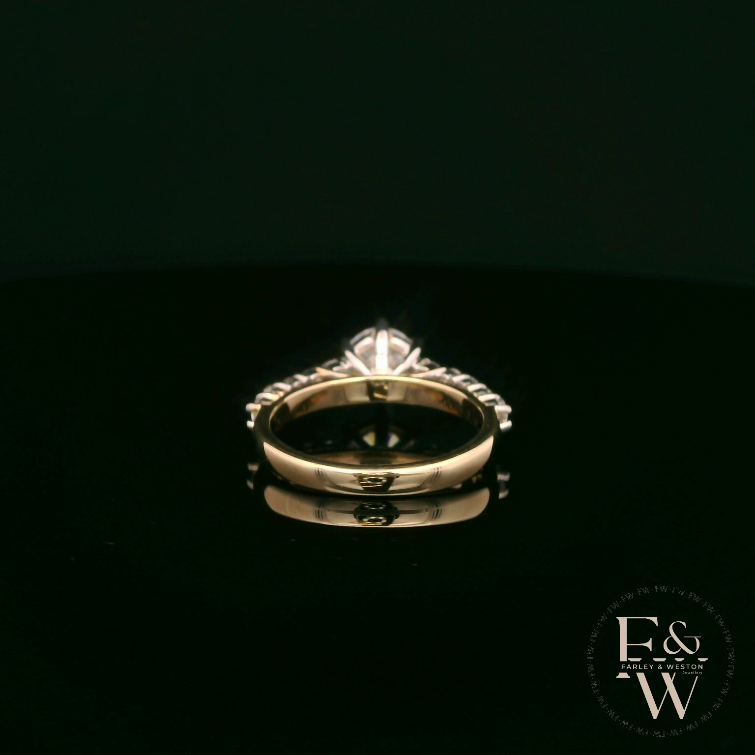 9ct Yellow Gold Solitaire White Moissanite with Stone Set Shoulders