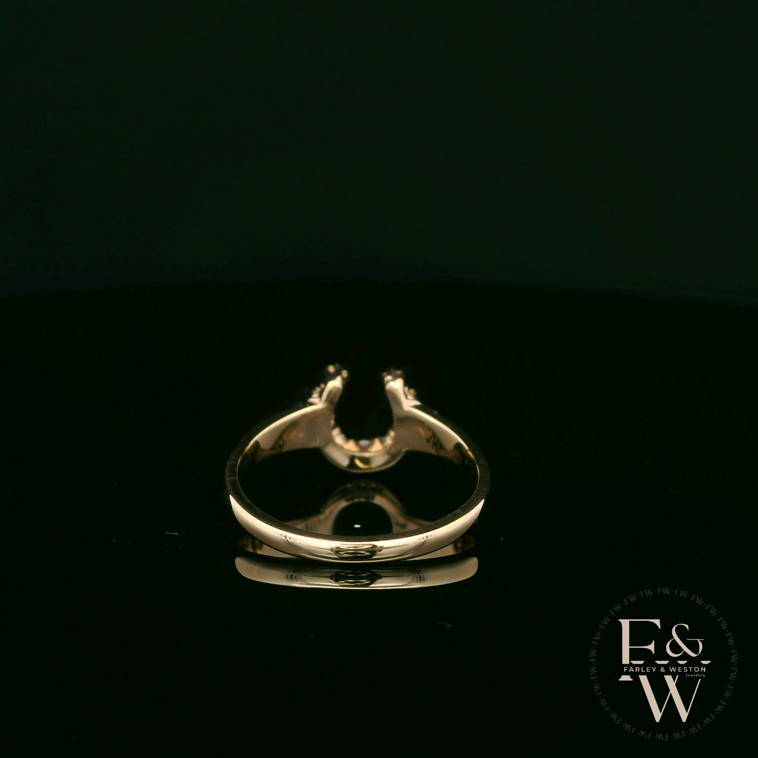 9ct Yellow Gold Horseshoe White Moissanite Ring