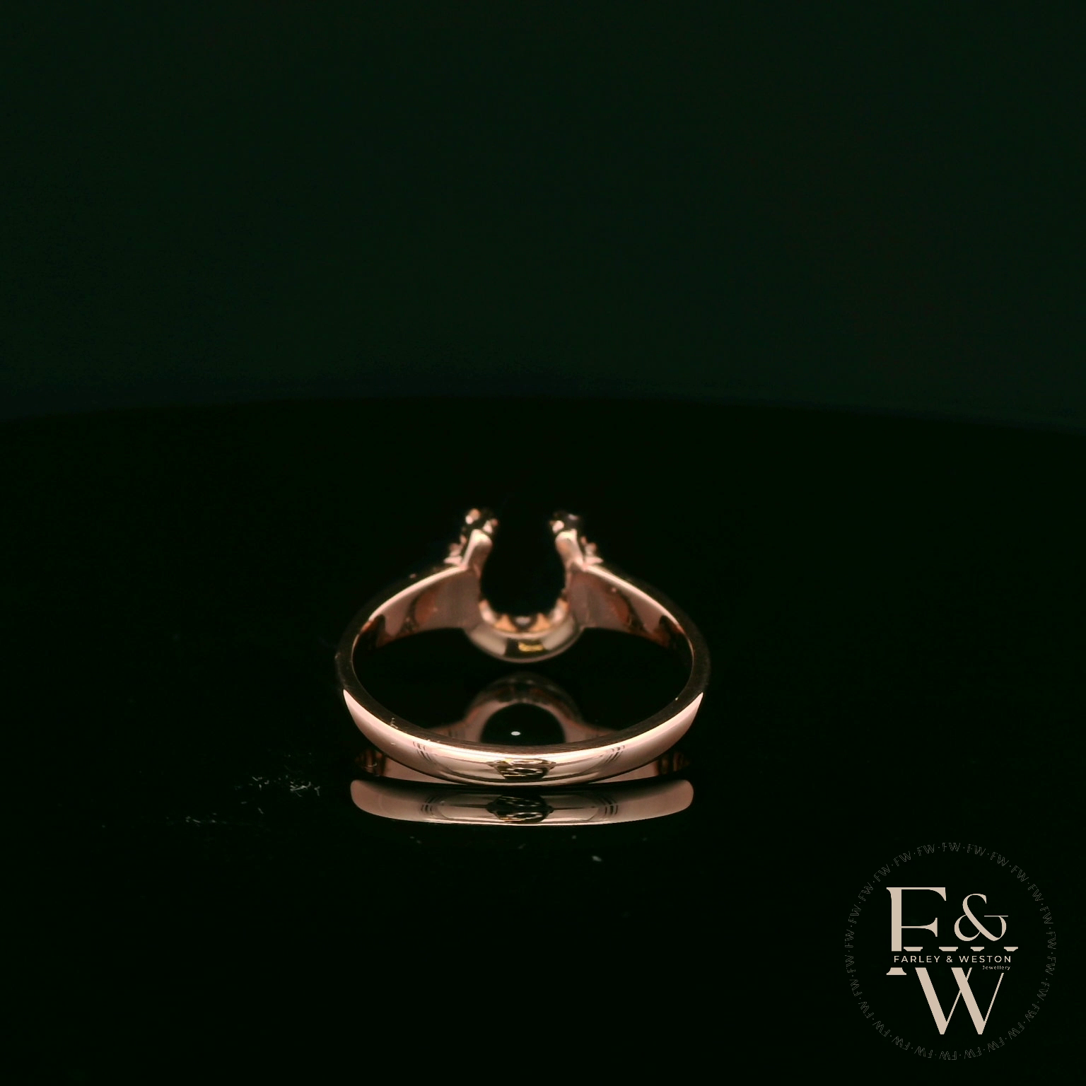 9ct Rose Gold Horseshoe White Moissanite Ring