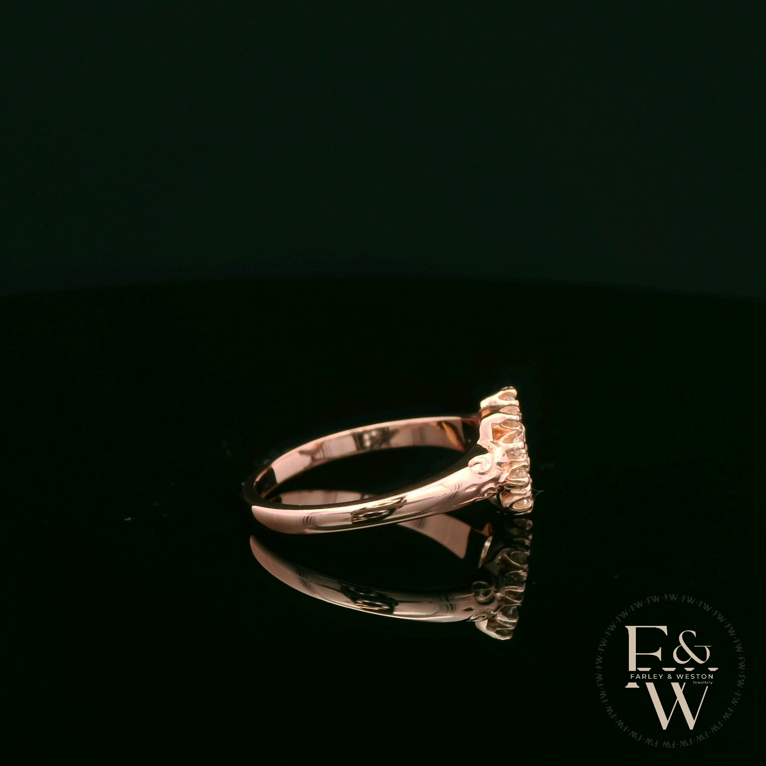 9ct Rose Gold Horseshoe White Moissanite Ring