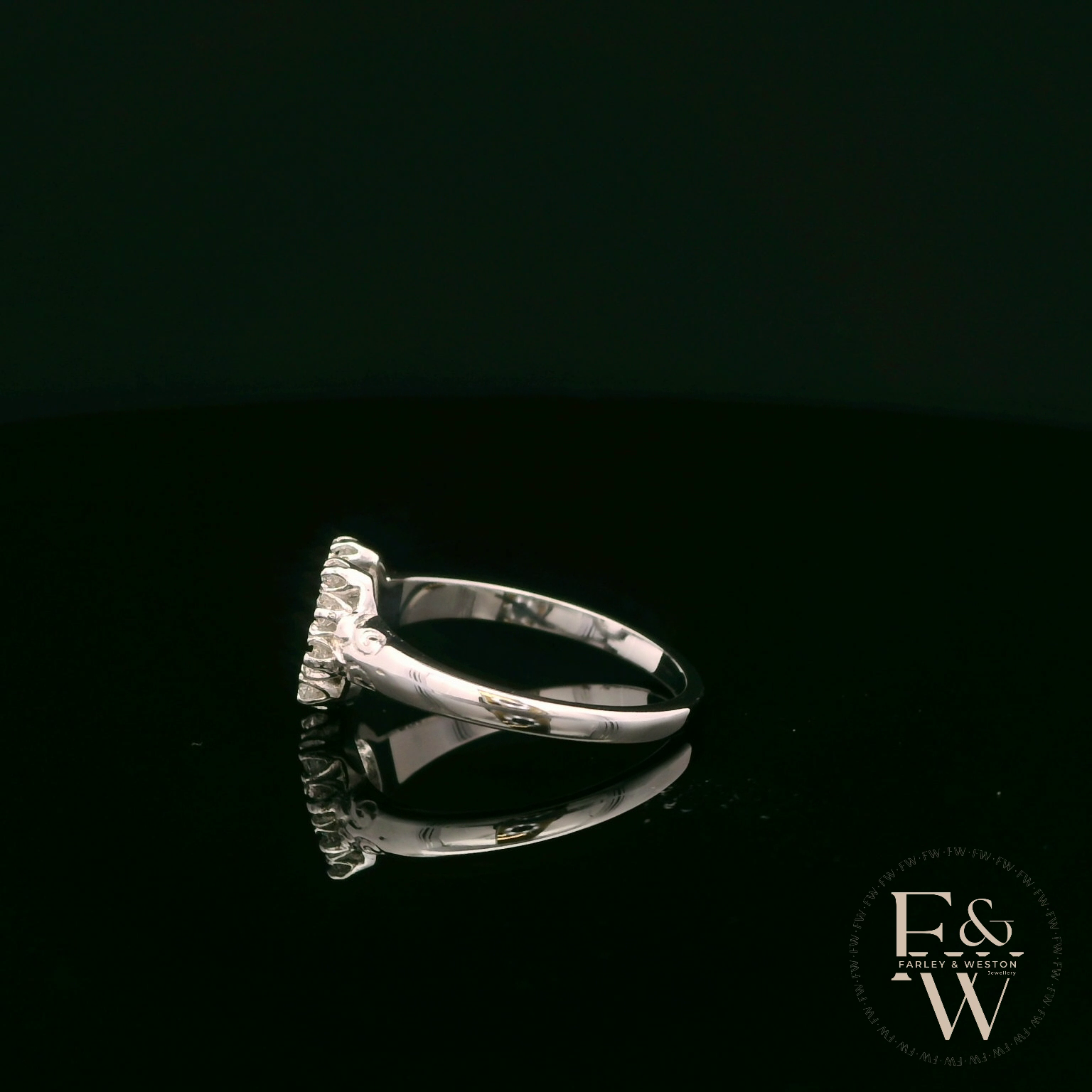 9ct White Gold Horseshoe White Moissanite Ring