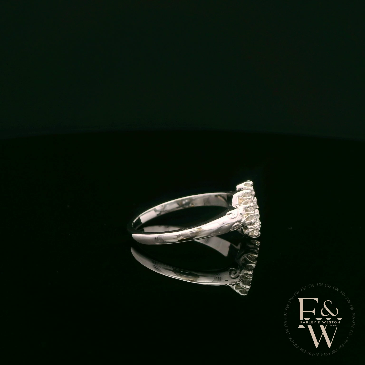 9ct White Gold Horseshoe White Moissanite Ring
