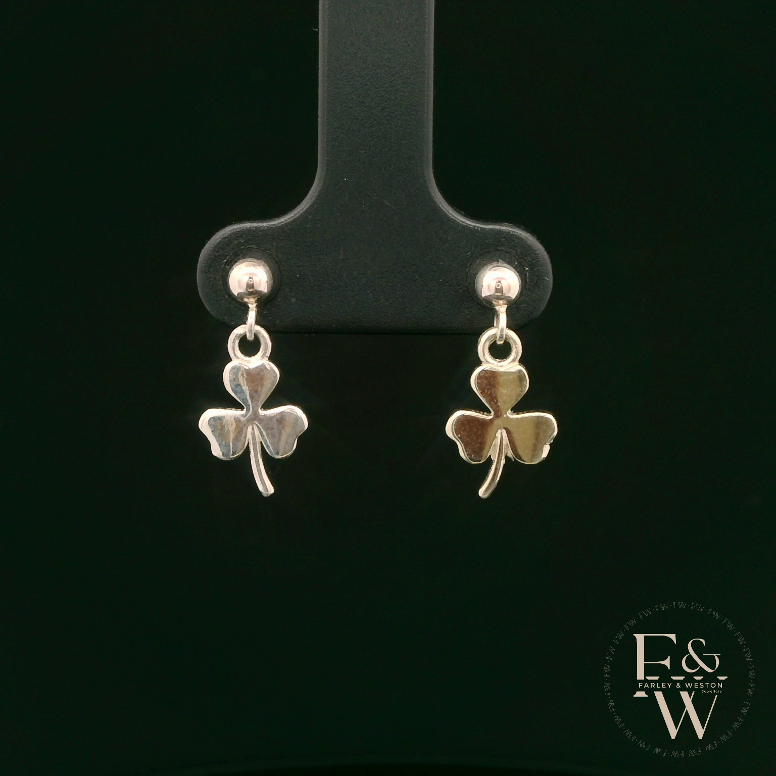 Sterling SIlver 3 Leaf Clover Dropper Earrings