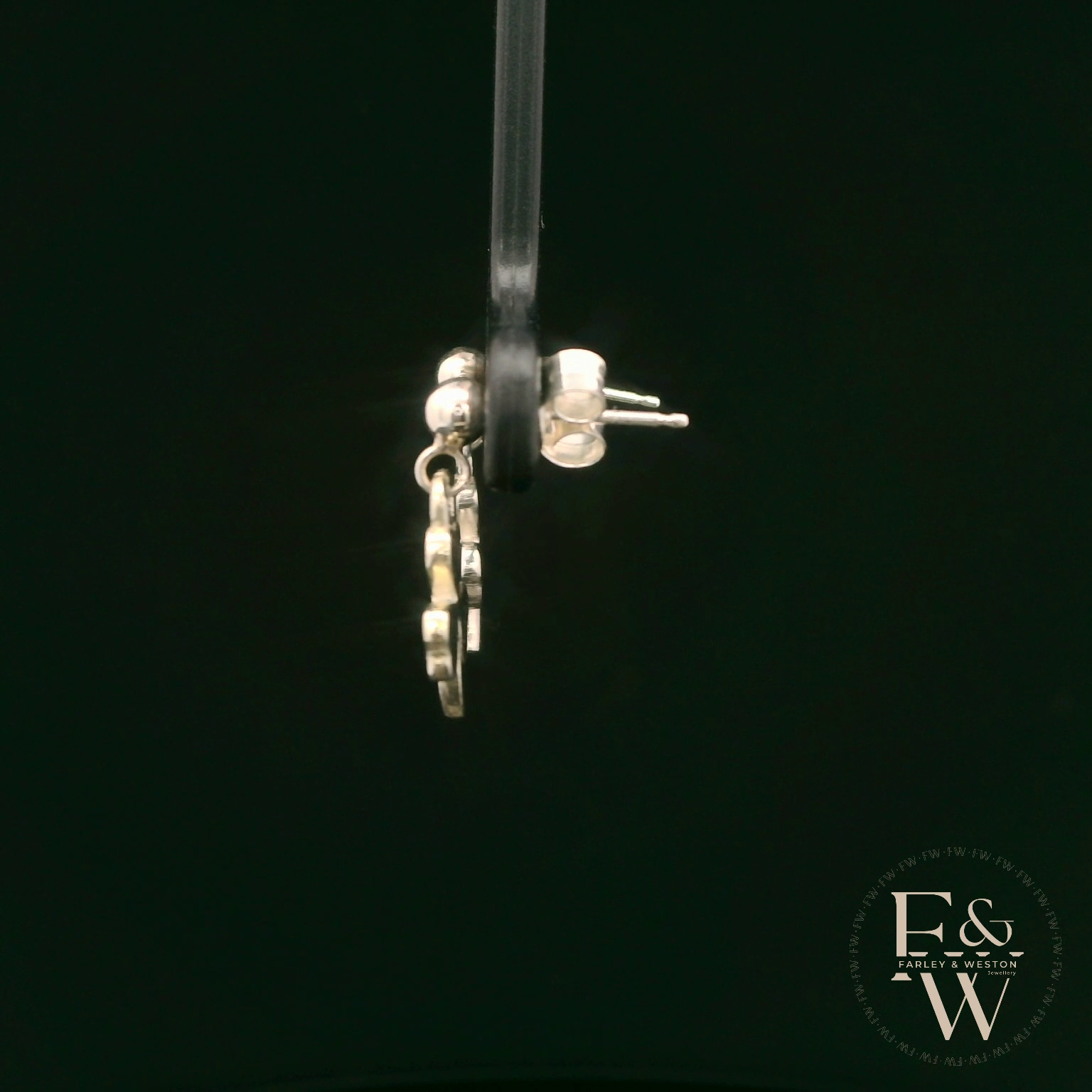 Sterling SIlver 3 Leaf Clover Dropper Earrings