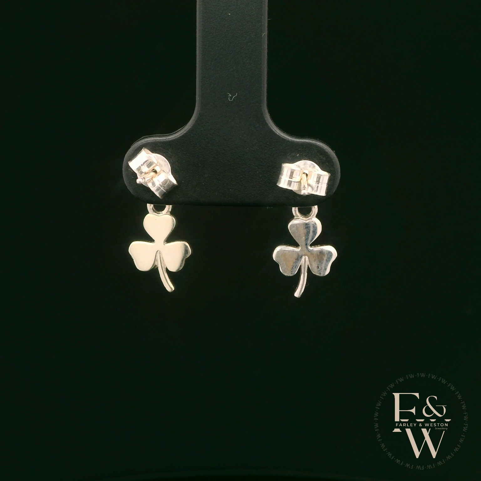 Sterling SIlver 3 Leaf Clover Dropper Earrings