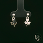 9ct White Gold 3 Leaf Clover Dropper Earrings
