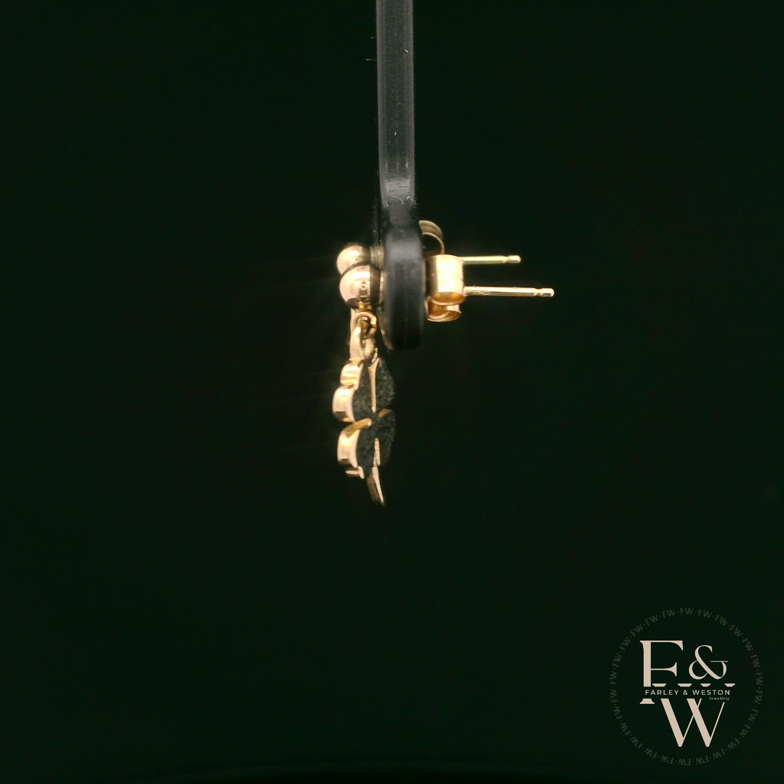9ct Yellow Gold 4 Leaf Clover Dropper Earrings