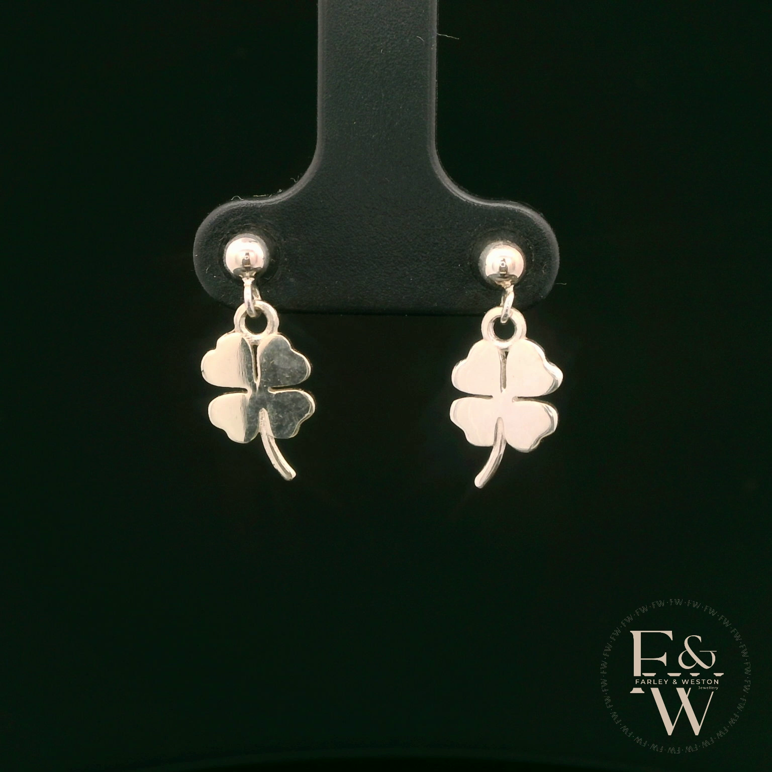Sterling SIlver 4 Leaf Clover Dropper Earrings