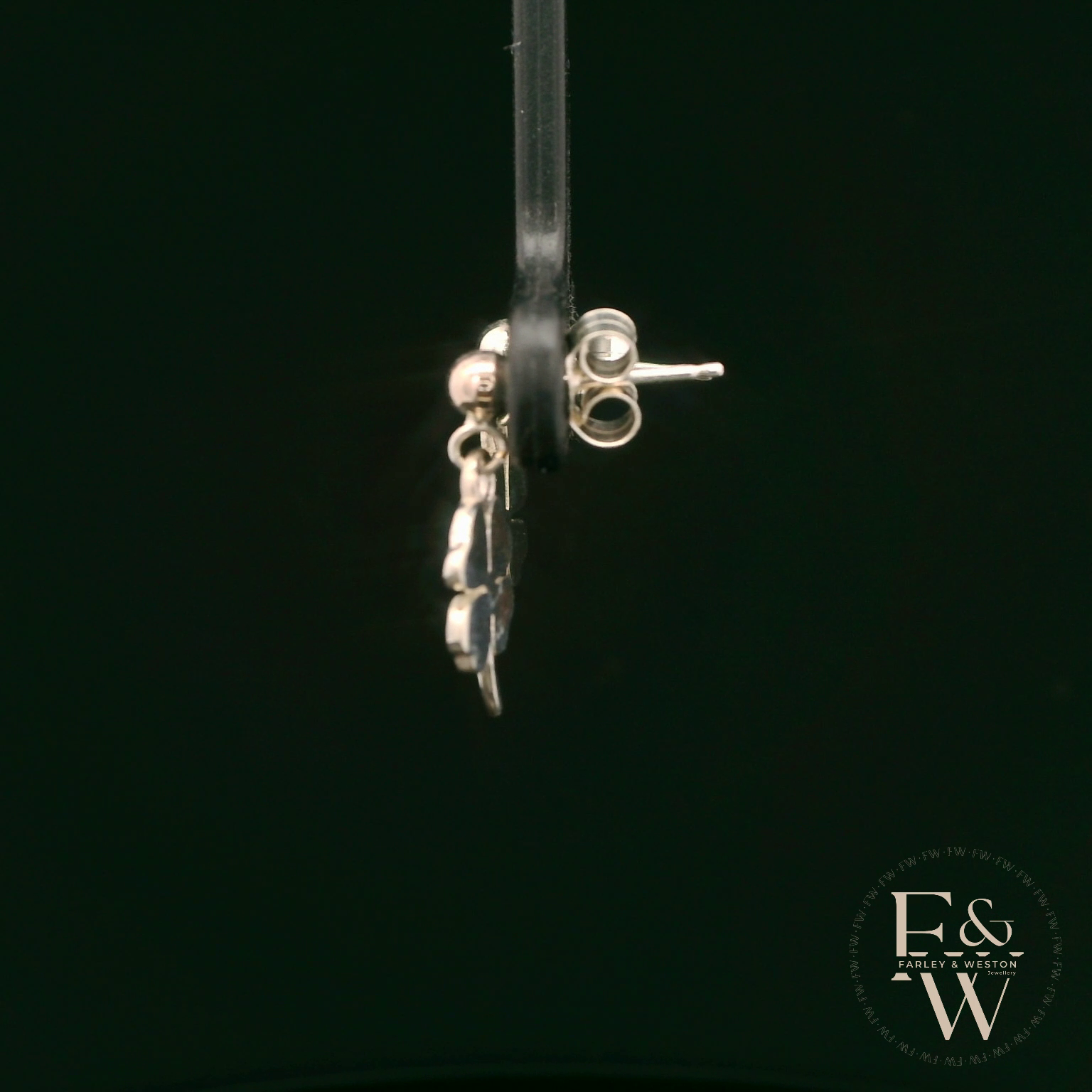 Sterling SIlver 4 Leaf Clover Dropper Earrings