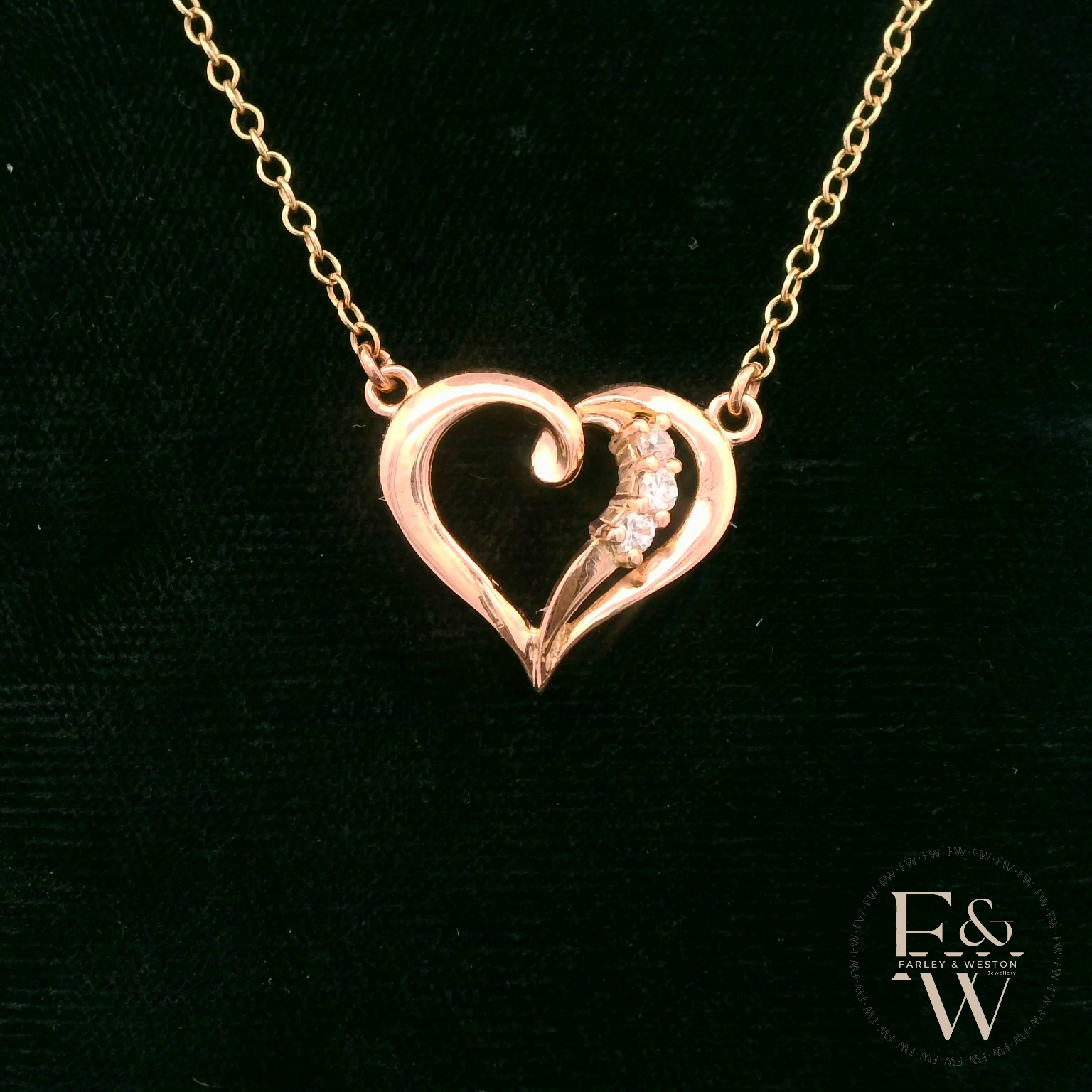 9ct Rose Gold White Moissanite Heart Necklace