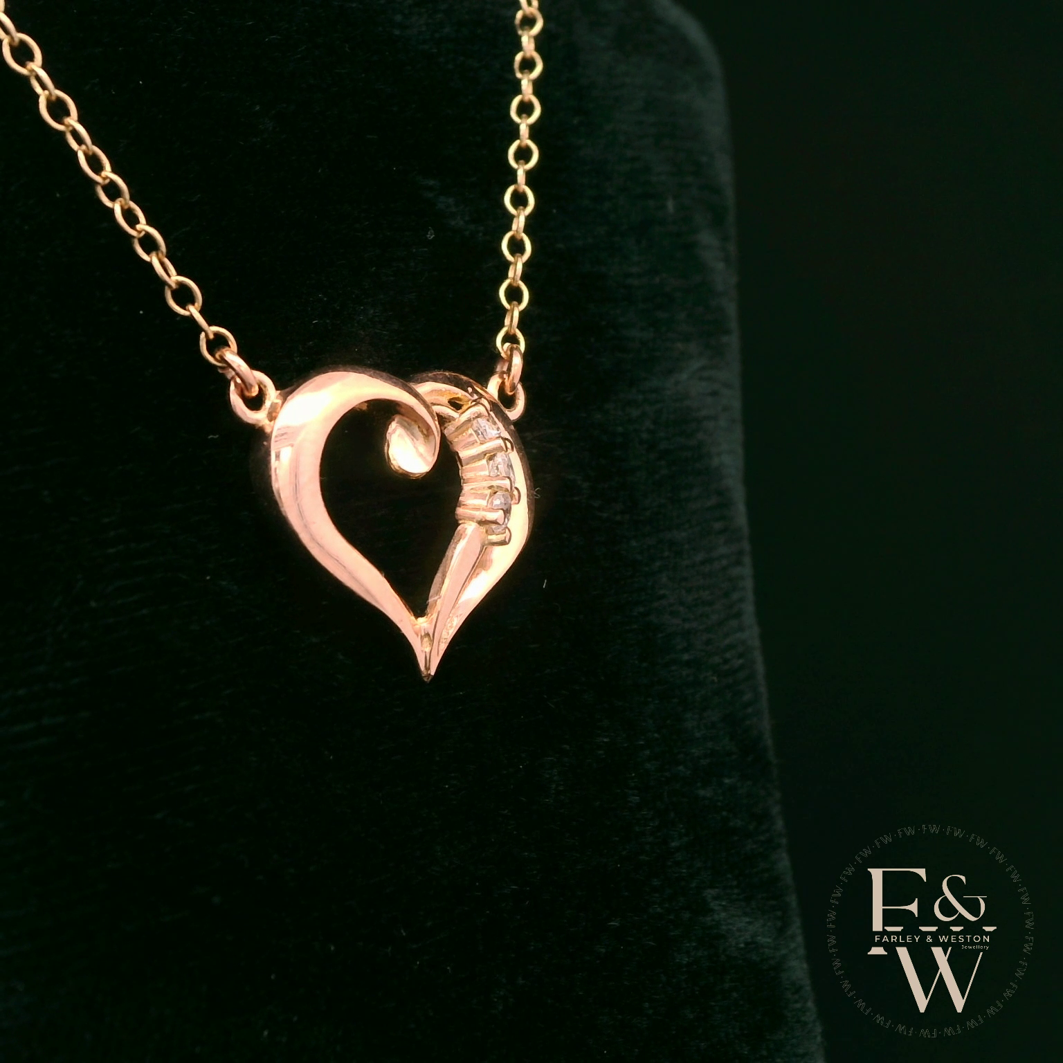9ct Rose Gold White Moissanite Heart Necklace