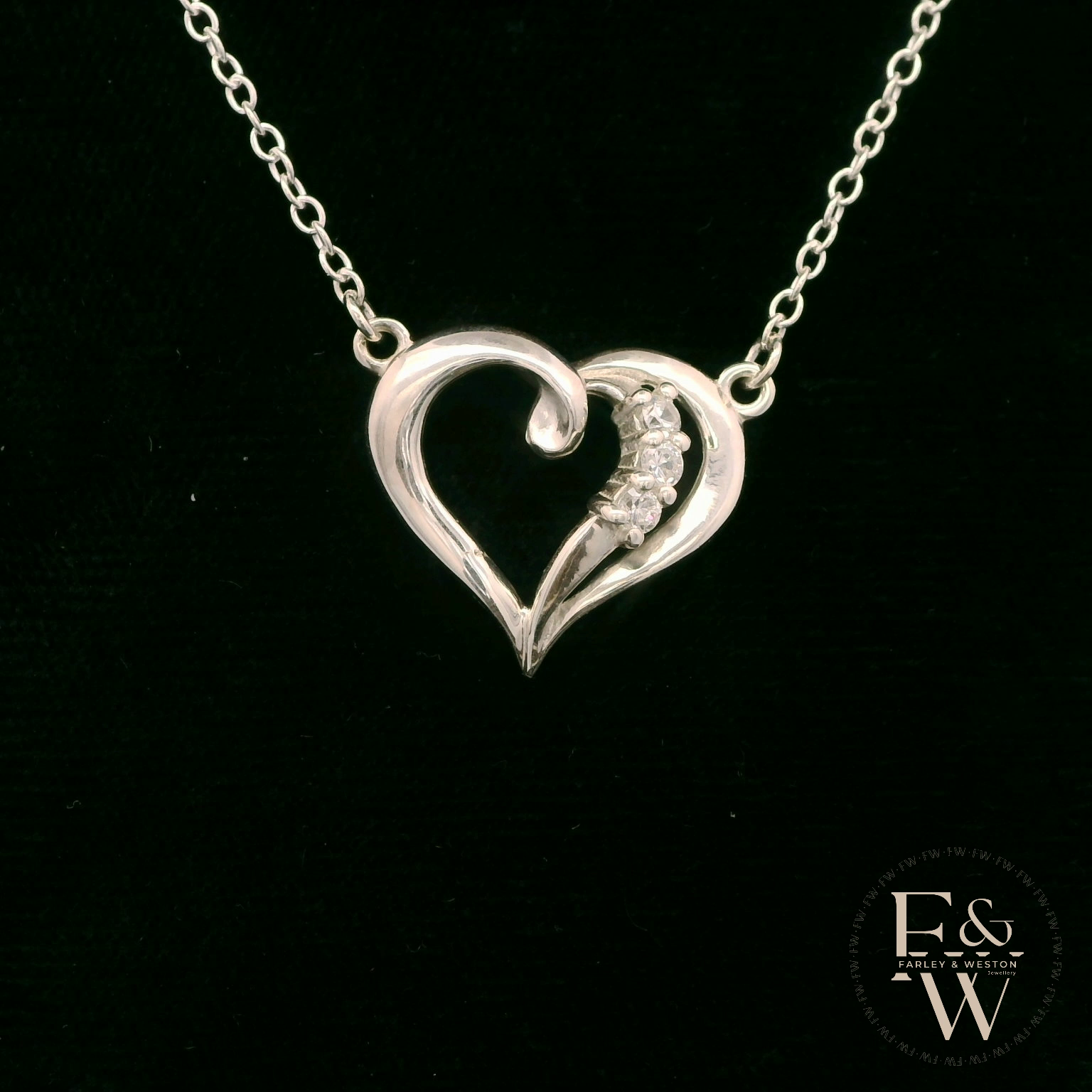 Sterling Silver White Moissanite Heart Necklace