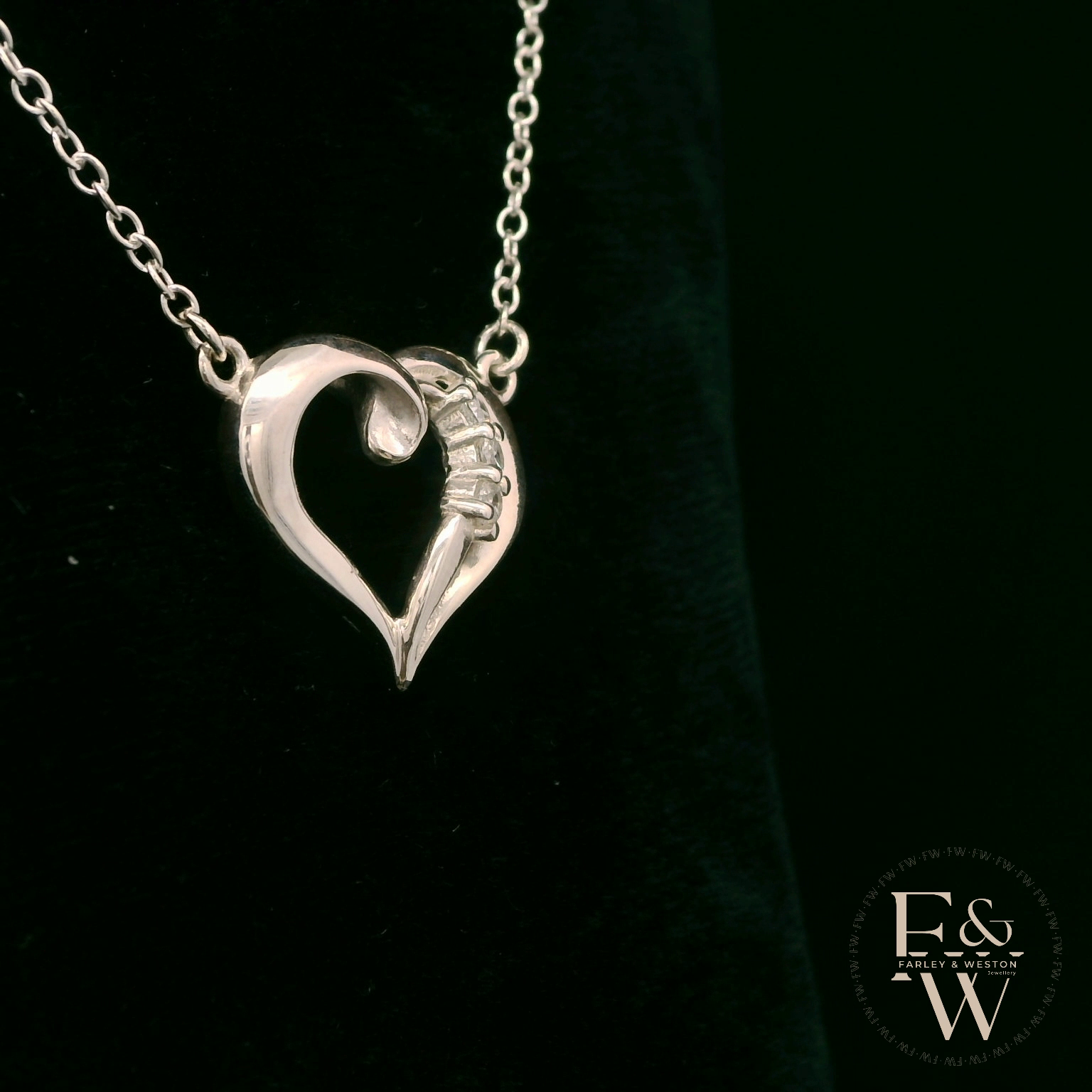 Sterling Silver White Moissanite Heart Necklace