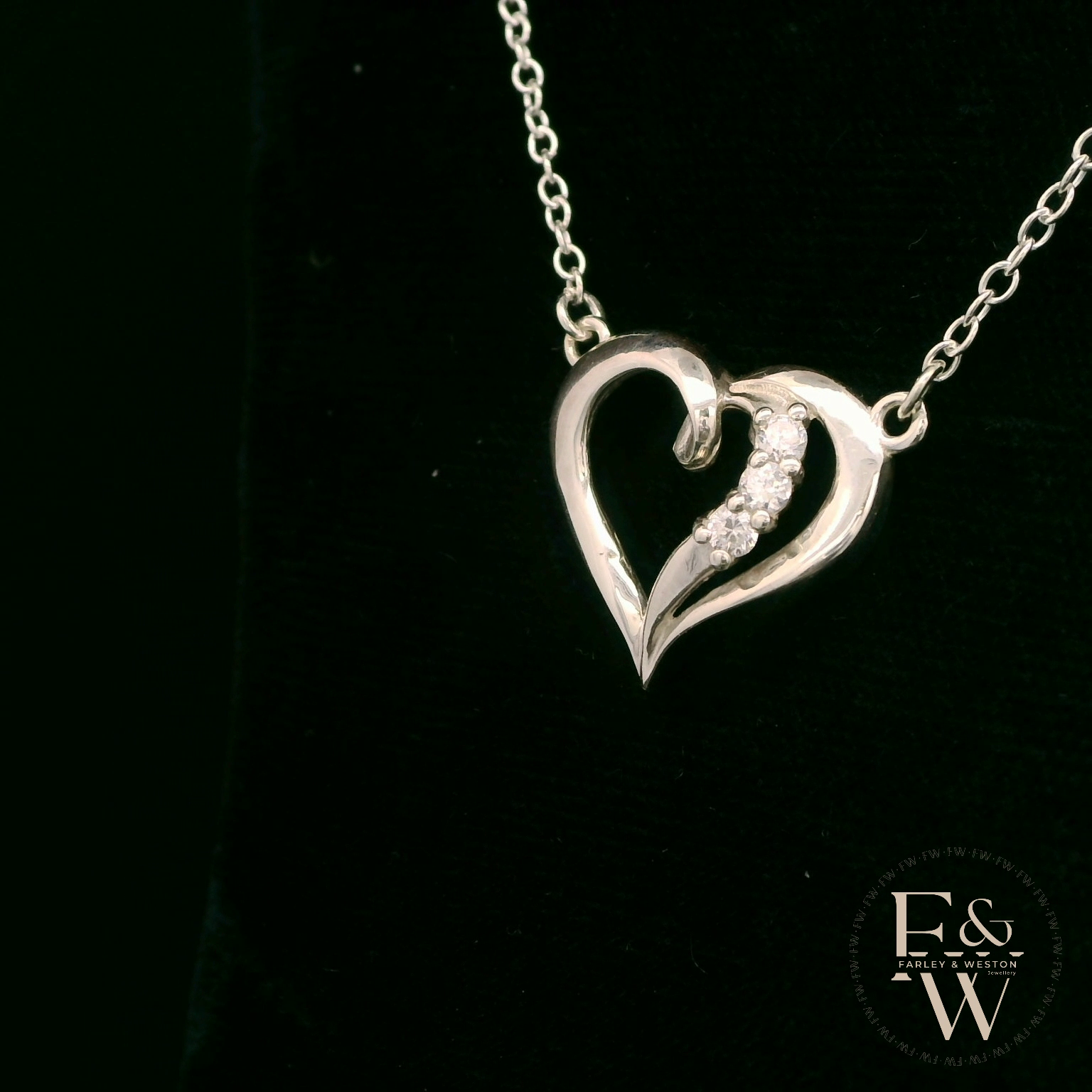 Sterling Silver White Moissanite Heart Necklace