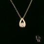 Large 9ct Yellow Gold Peardrop White Moissanite Necklace