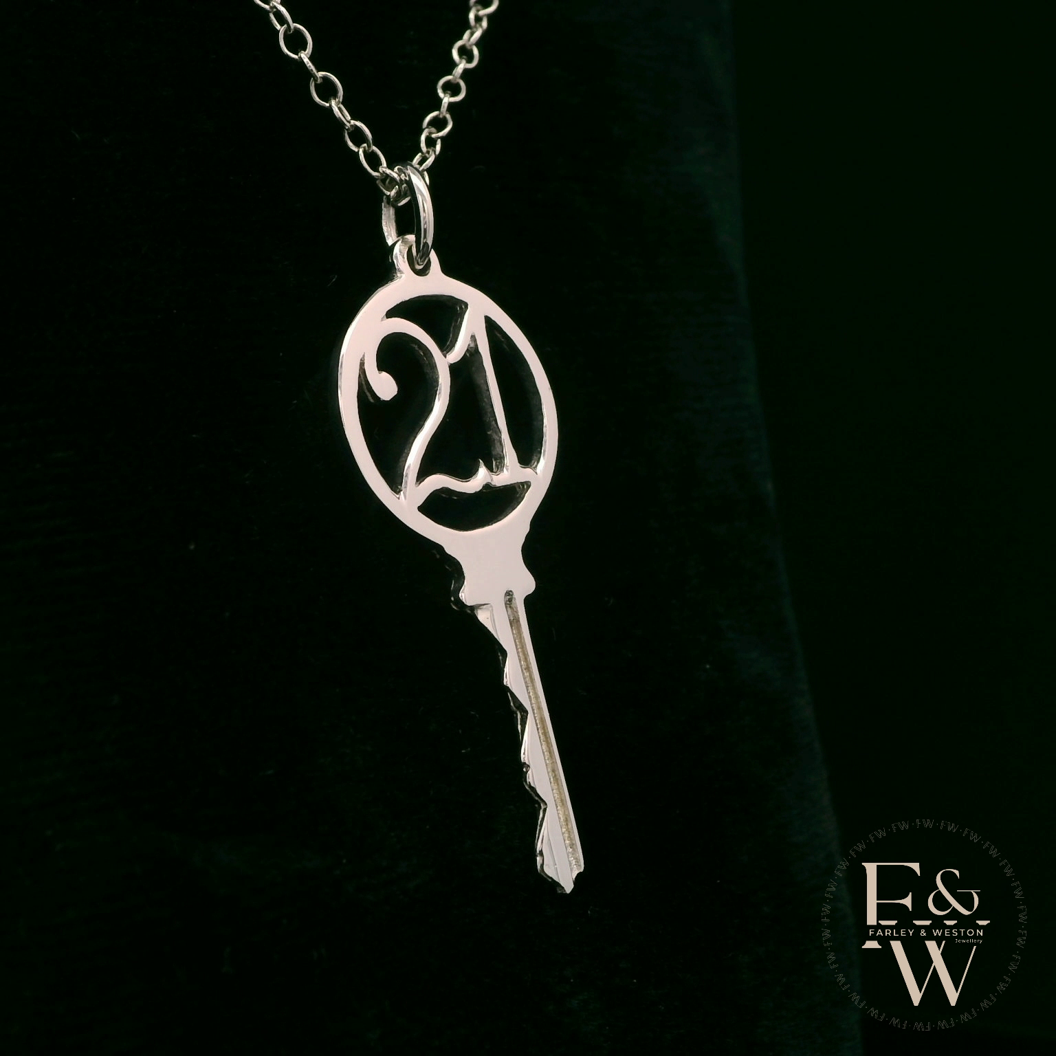 9ct White Gold 21 Key to the Door Pendant