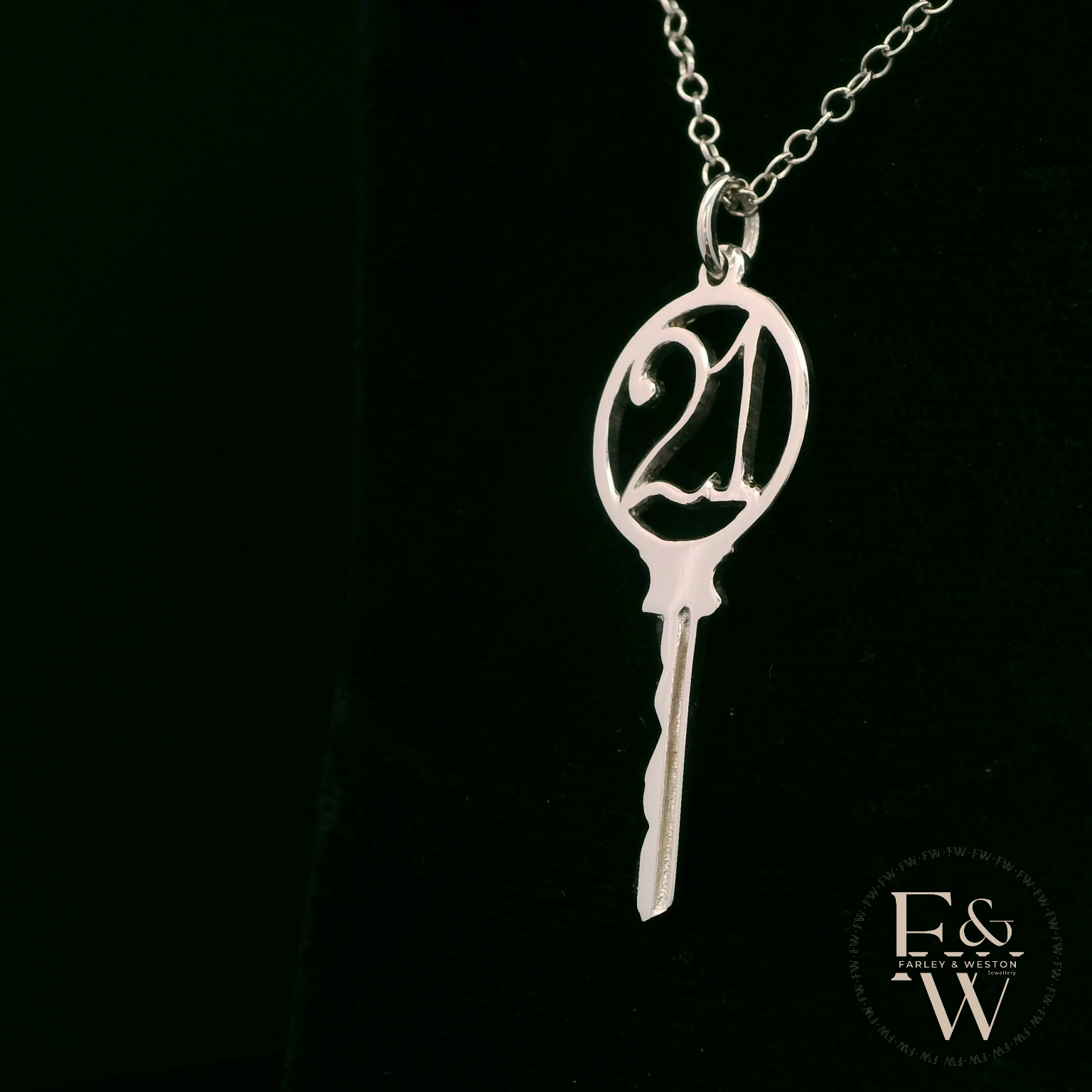 9ct White Gold 21 Key to the Door Pendant