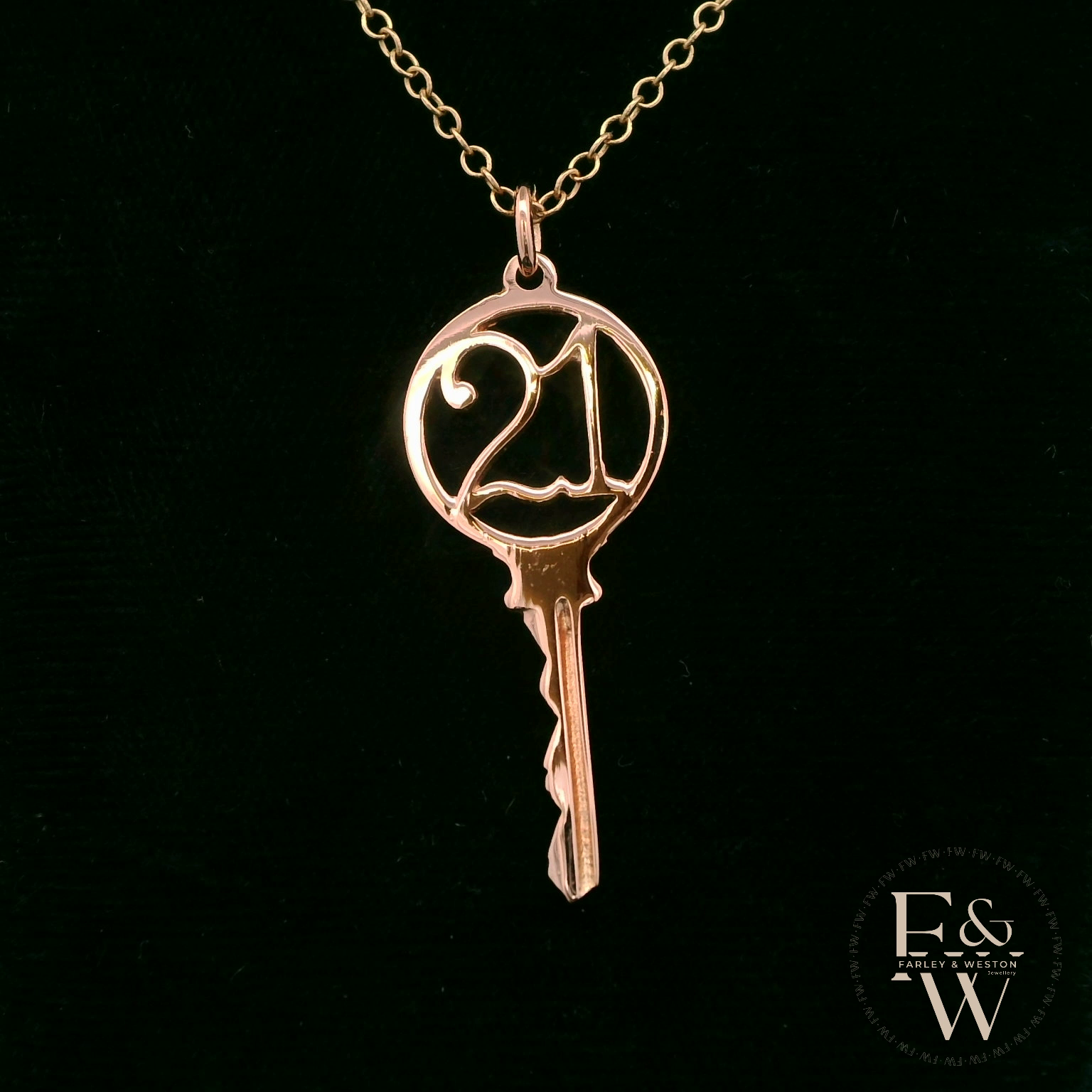 9ct Rose Gold 21 Key to the Door Pendant