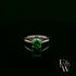 Solitaire Emerald & Silver Engagement Ring