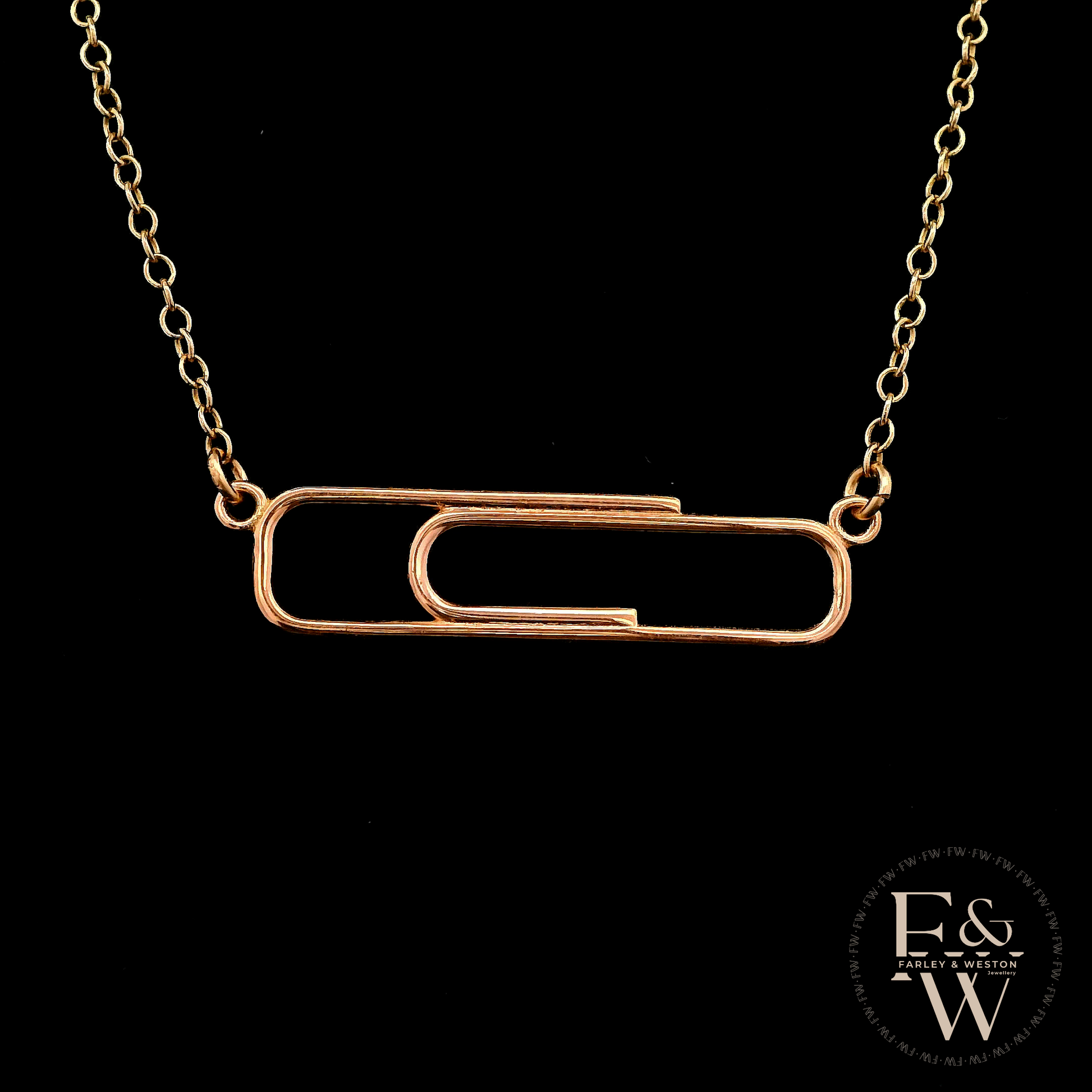 9ct Rose Gold Large Paperclip Necklace