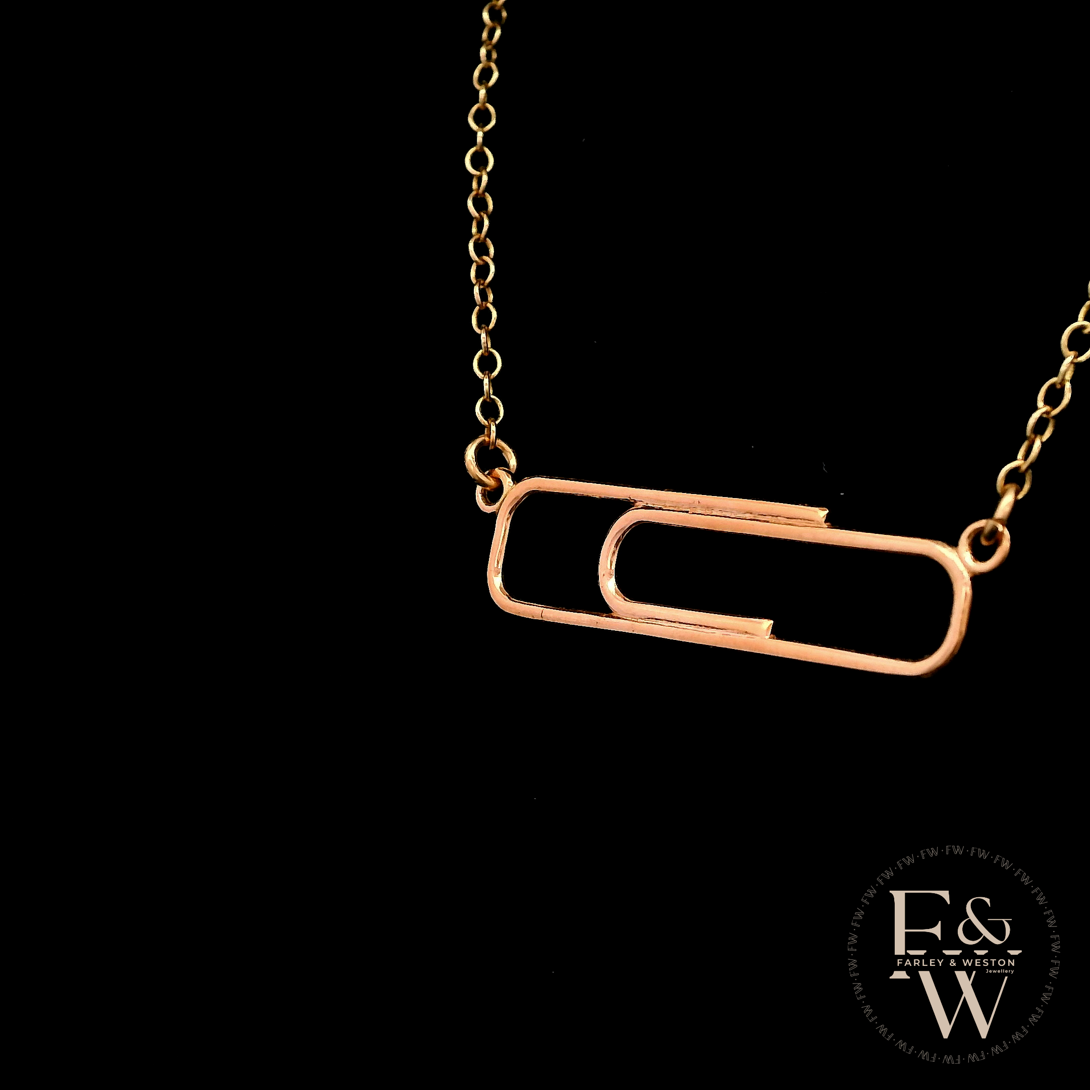 9ct Rose Gold Large Paperclip Necklace