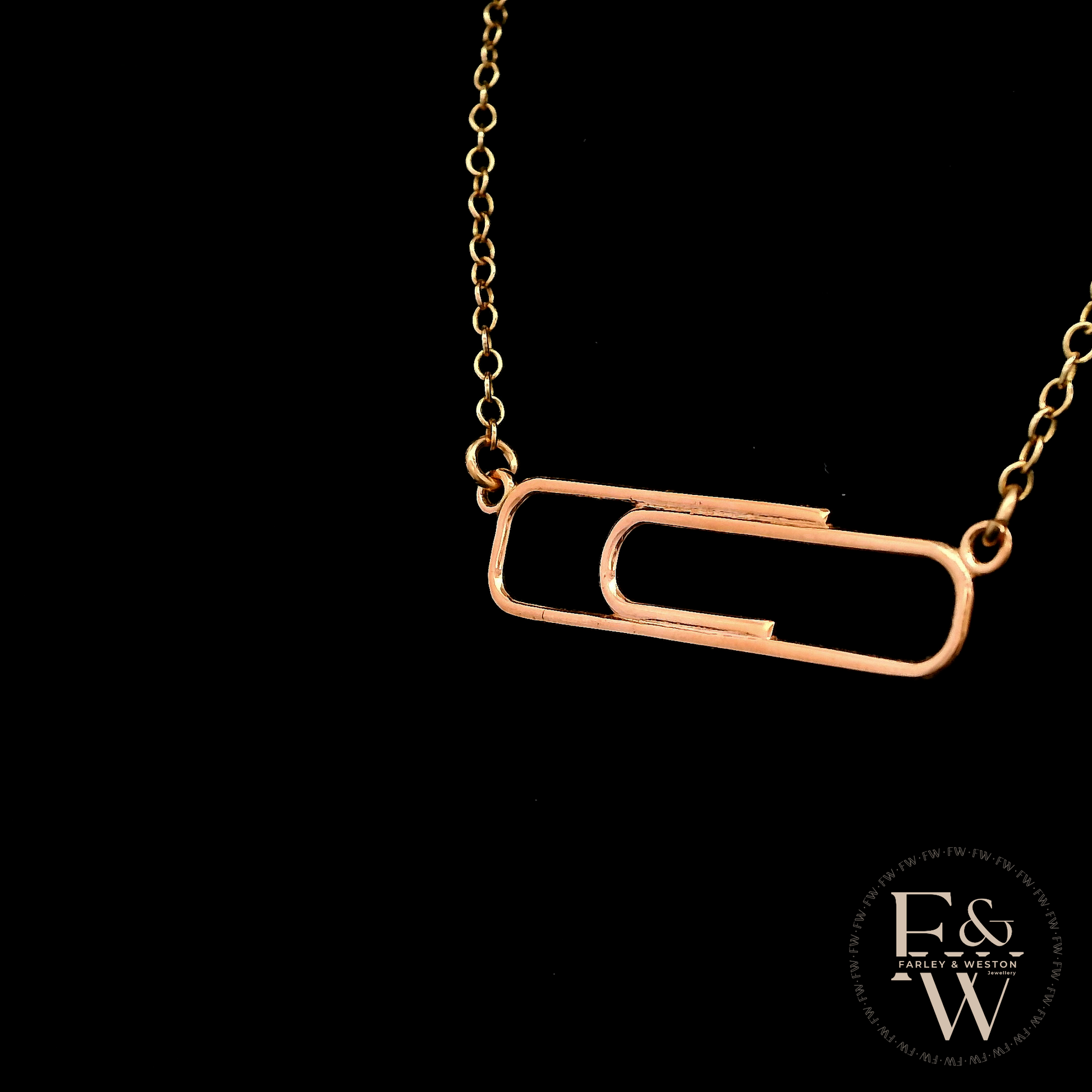 9ct Rose Gold Large Paperclip Necklace