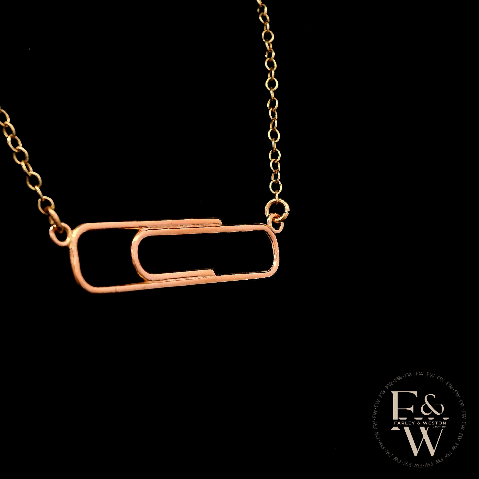 9ct Rose Gold Large Paperclip Necklace