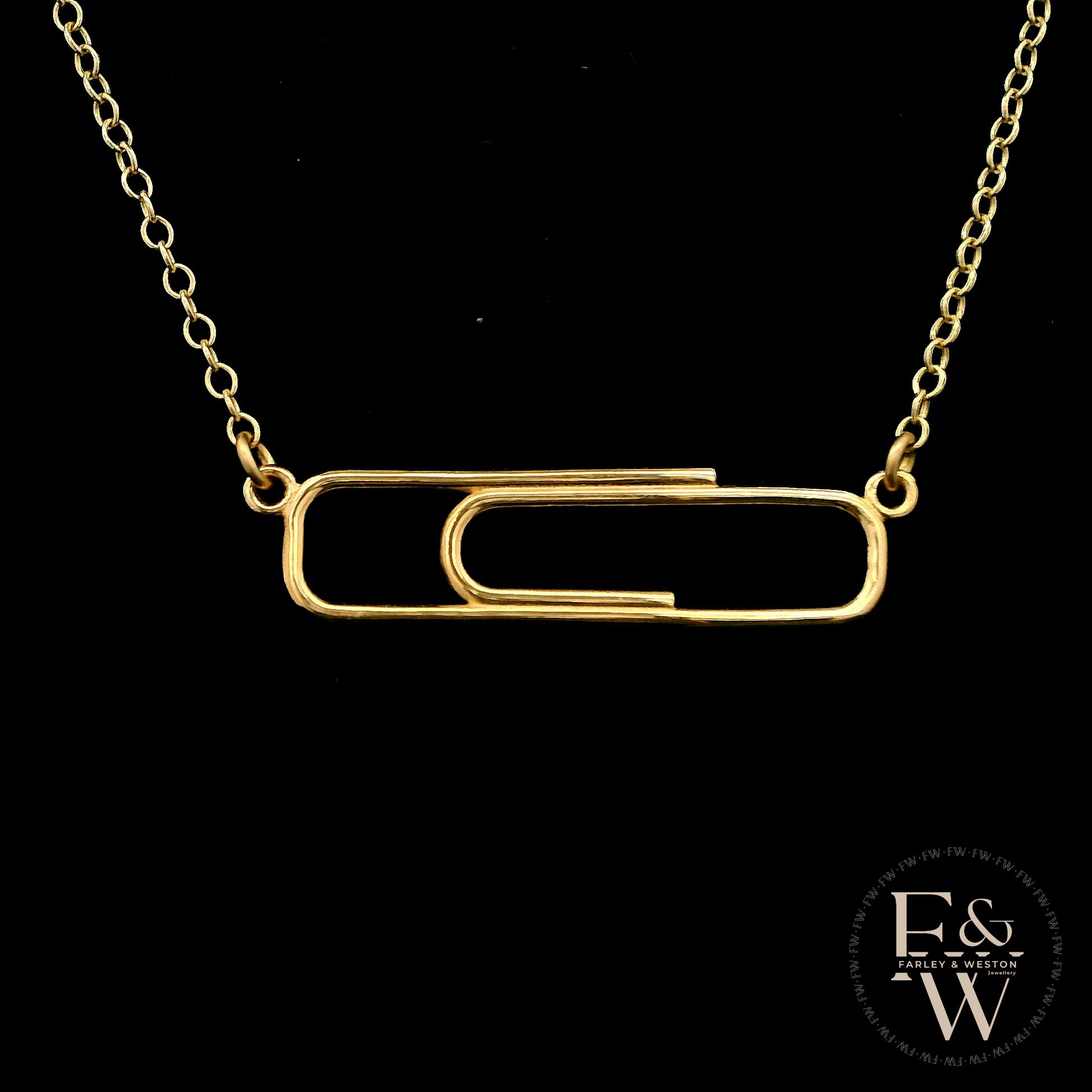 9ct Yellow Gold Large Paperclip Necklace
