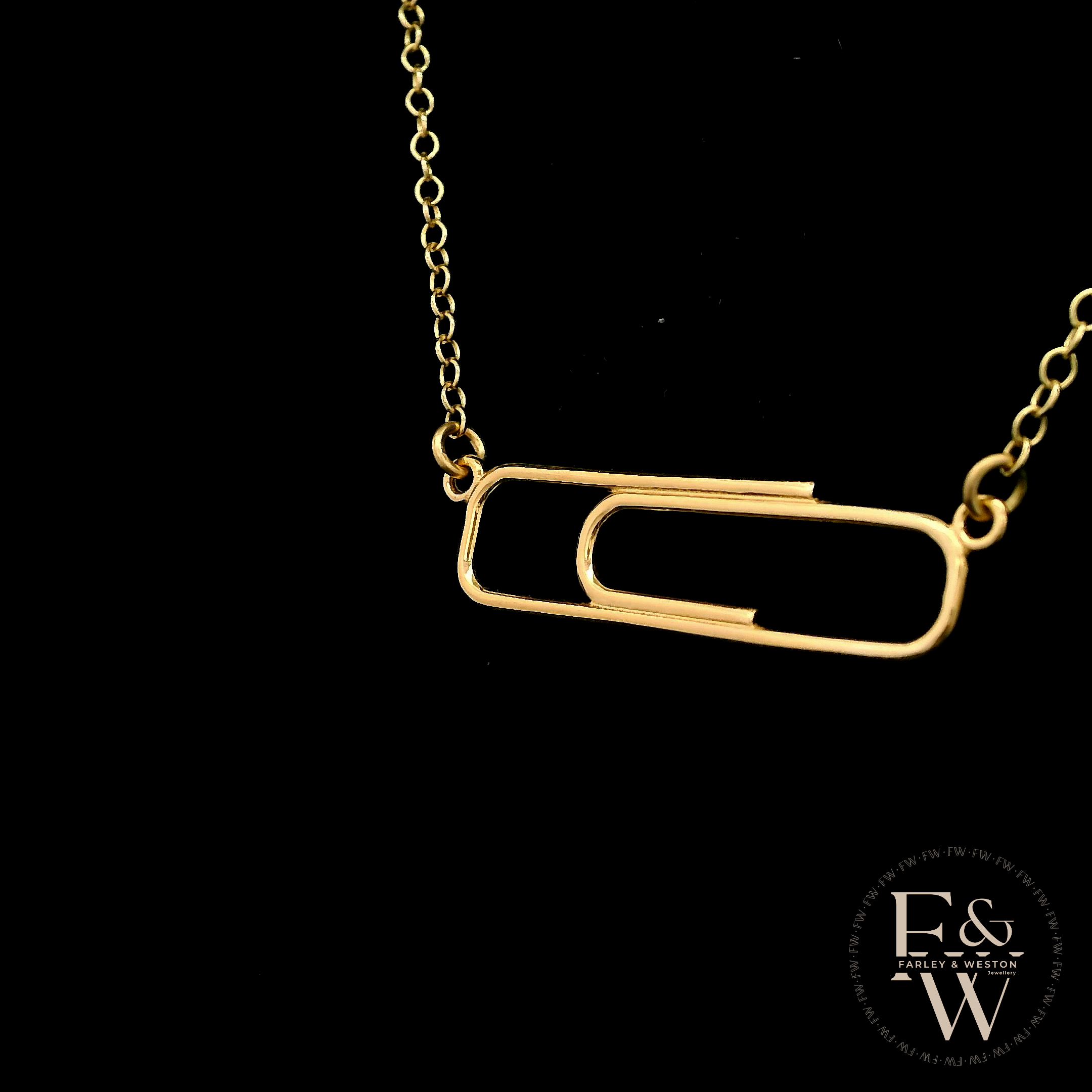 9ct Yellow Gold Large Paperclip Necklace