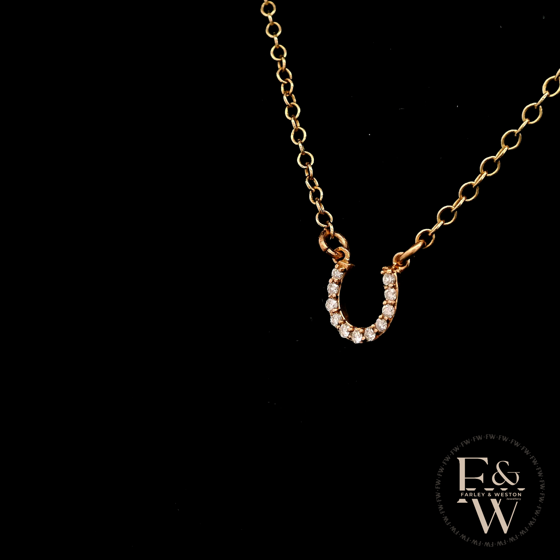 9ct Rose Gold White Moissanite Horseshoe Necklace