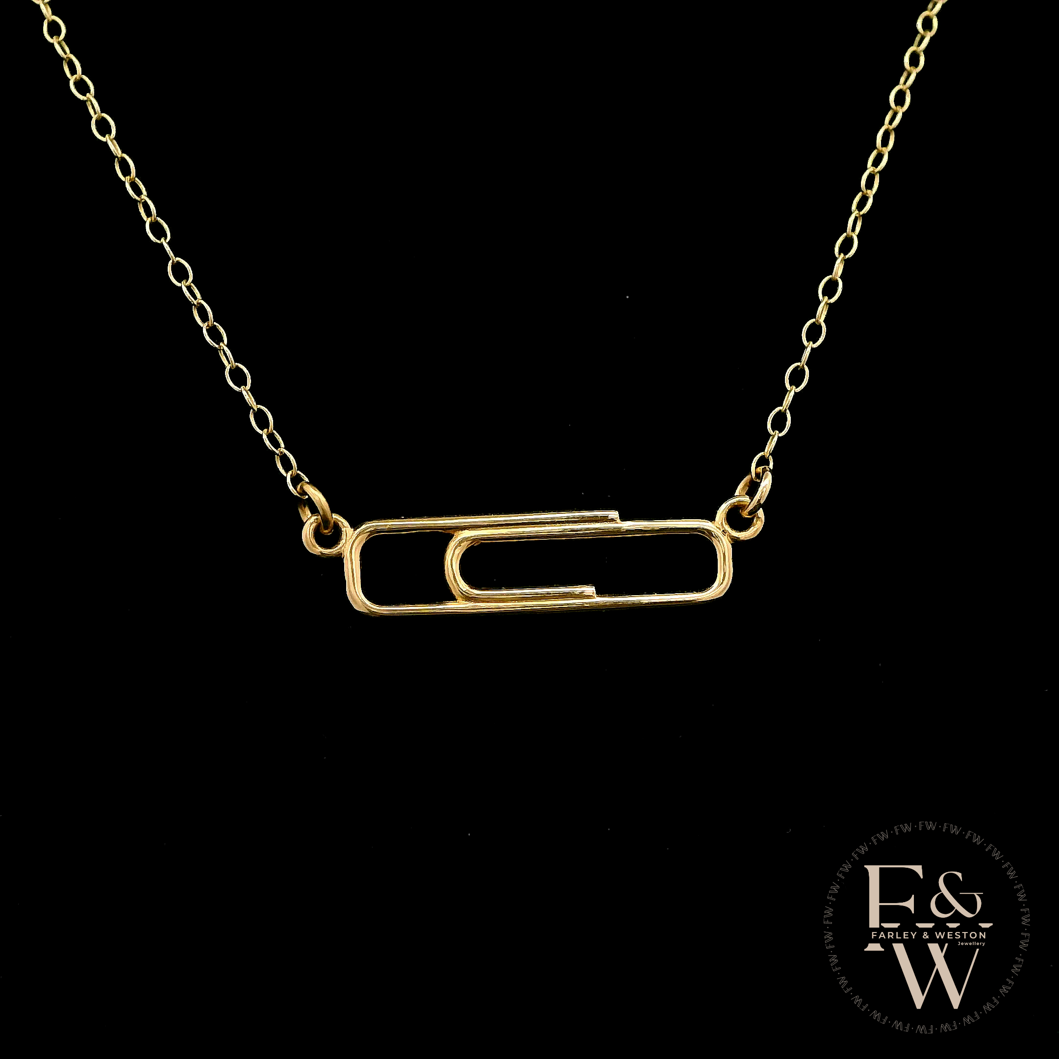 9ct Yellow Gold Small Paperclip Necklace